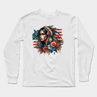 Native American, Beauty, Moonlight | Catsie Cat Long Sleeve T-Shirt